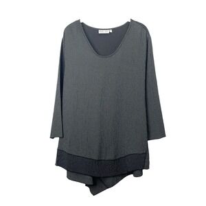 Habitat plaid asymmetric hem blouse top Size‎ L lagenlook boho